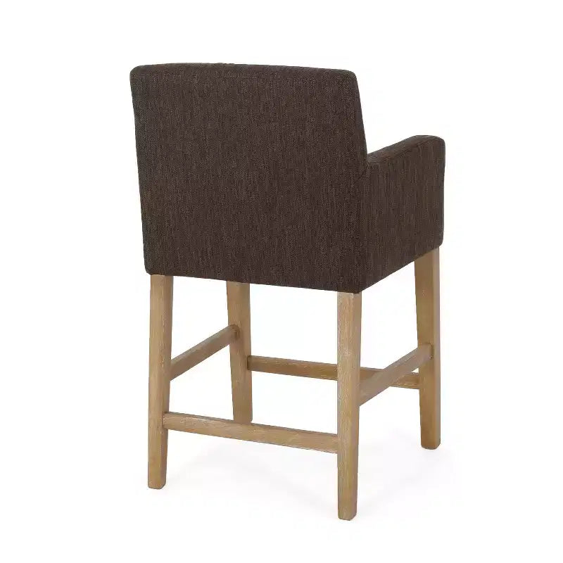 Tabourets de comptoir contemporains en bois rembourré de tissu, 26 pouces (lot de 2)
