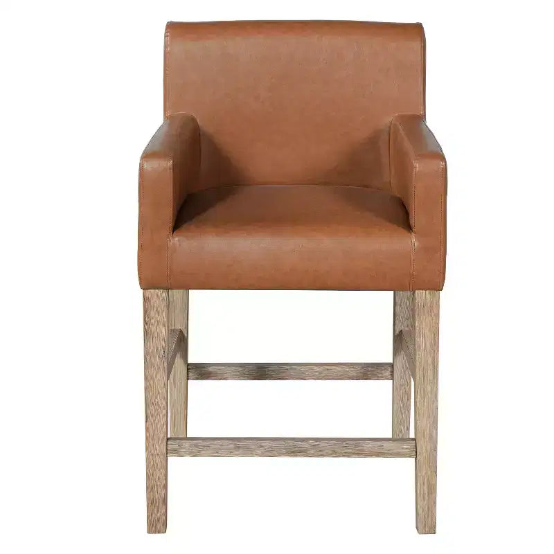 Tabourets de comptoir contemporains en bois rembourré de tissu, 26 pouces (lot de 2)