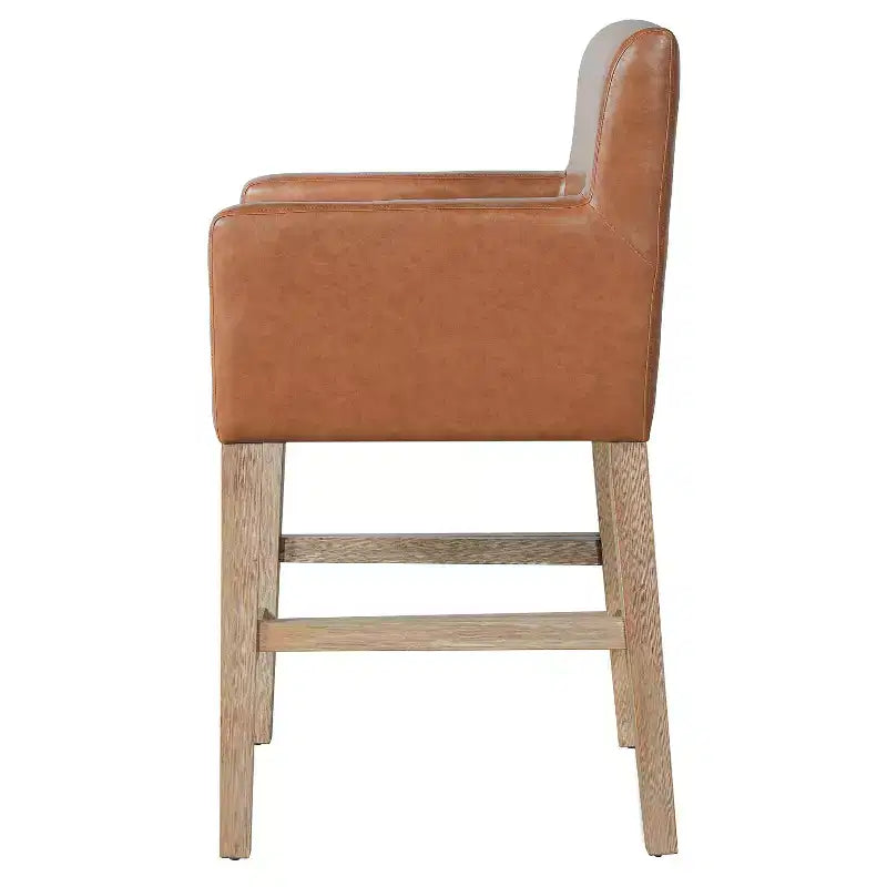 Tabourets de comptoir contemporains en bois rembourré de tissu, 26 pouces (lot de 2)