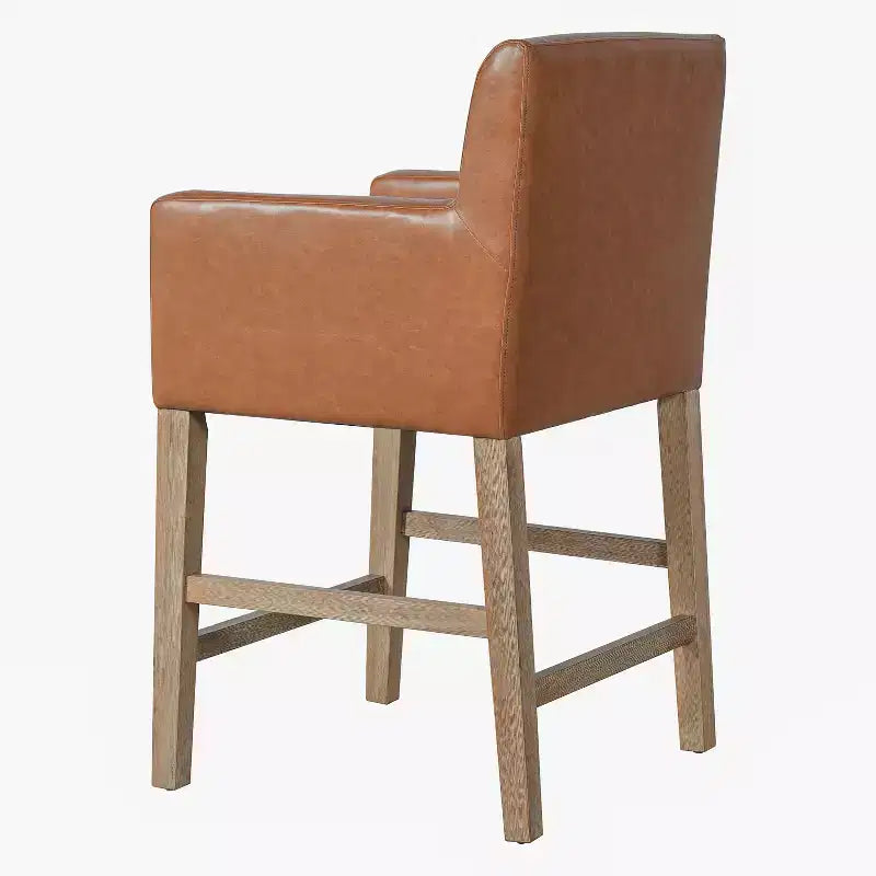 Tabourets de comptoir contemporains en bois rembourré de tissu, 26 pouces (lot de 2)