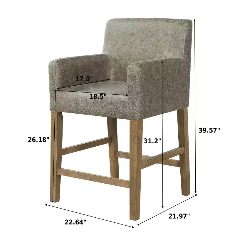 Tabourets de comptoir contemporains en bois rembourré de tissu, 26 pouces (lot de 2)