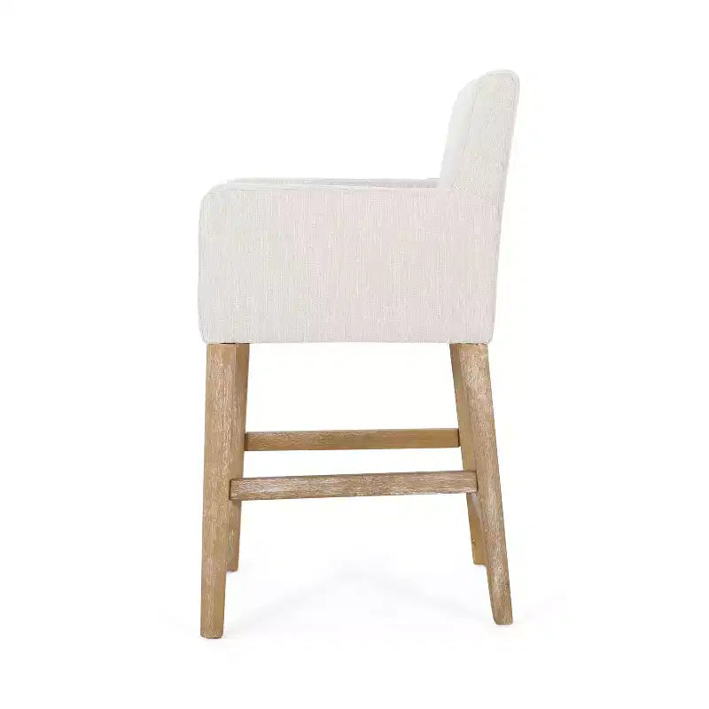 Tabourets de comptoir contemporains en bois rembourré de tissu, 26 pouces (lot de 2)