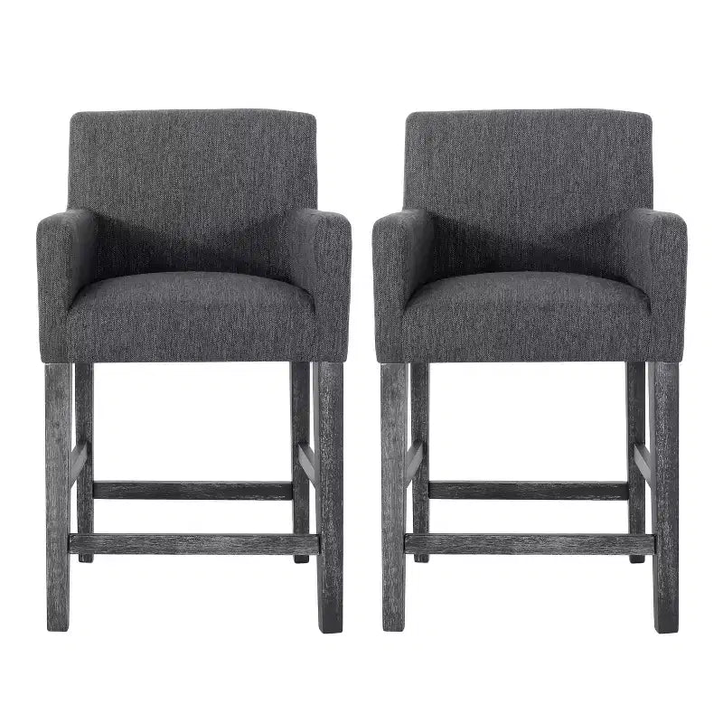 Tabourets de comptoir contemporains en bois rembourré de tissu, 26 pouces (lot de 2)