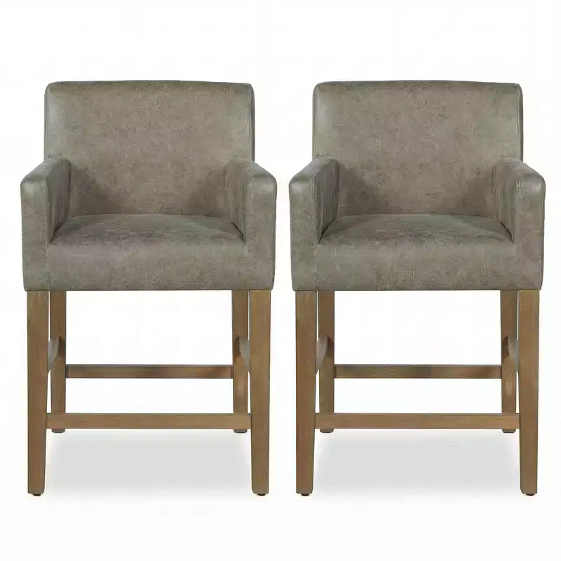 Tabourets de comptoir contemporains en bois rembourré de tissu, 26 pouces (lot de 2)