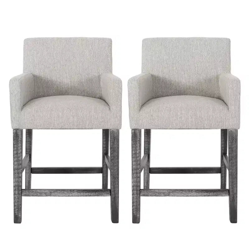 Tabourets de comptoir contemporains en bois rembourré de tissu, 26 pouces (lot de 2)