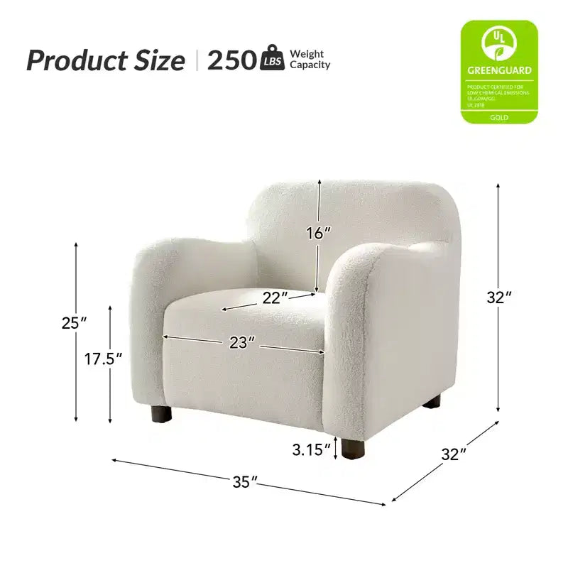 88,9 cm breiter Bouclé-Sessel mit Polsterung