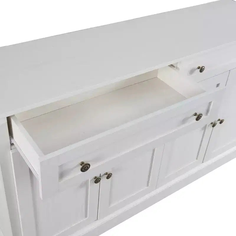 Aparador retro de 4 puertas con 2 cajones y estantes ajustables para comedor y sala de estar