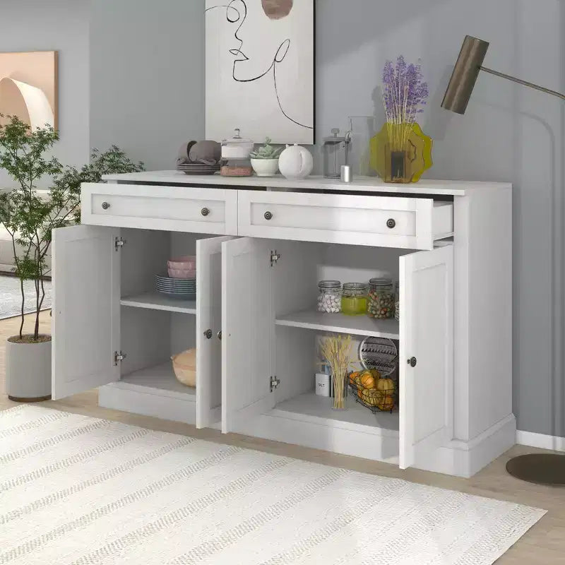 Buffet rétro à 4 portes avec 2 tiroirs et étagères réglables, pour salle à manger ou salon