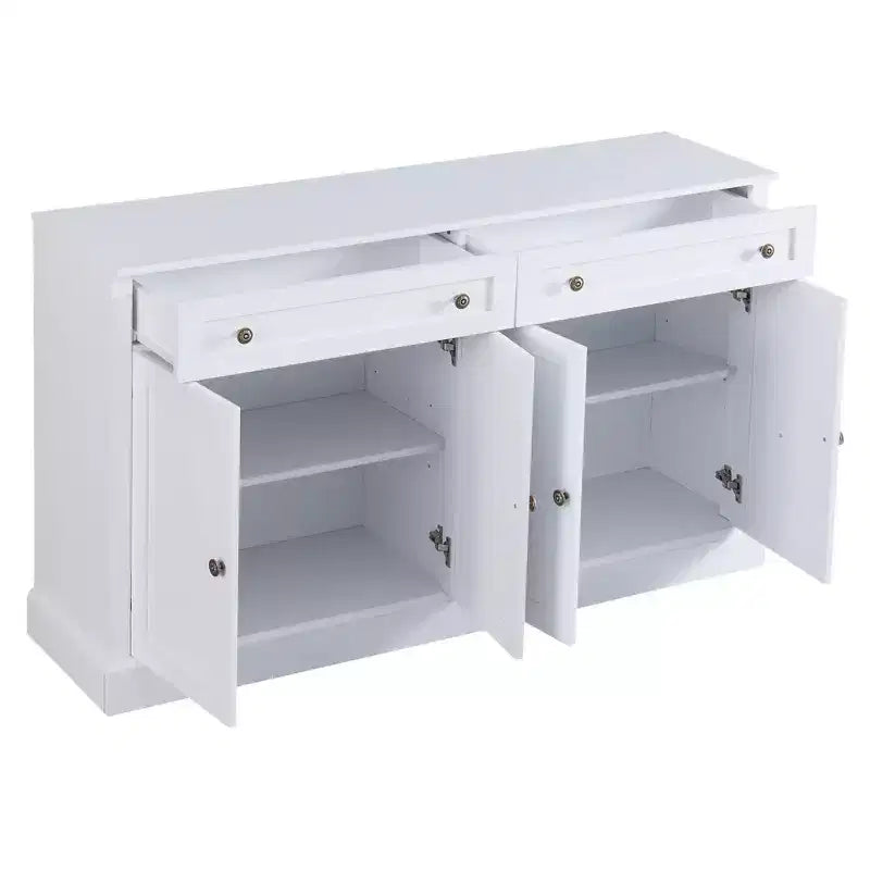 Aparador retro de 4 puertas con 2 cajones y estantes ajustables para comedor y sala de estar