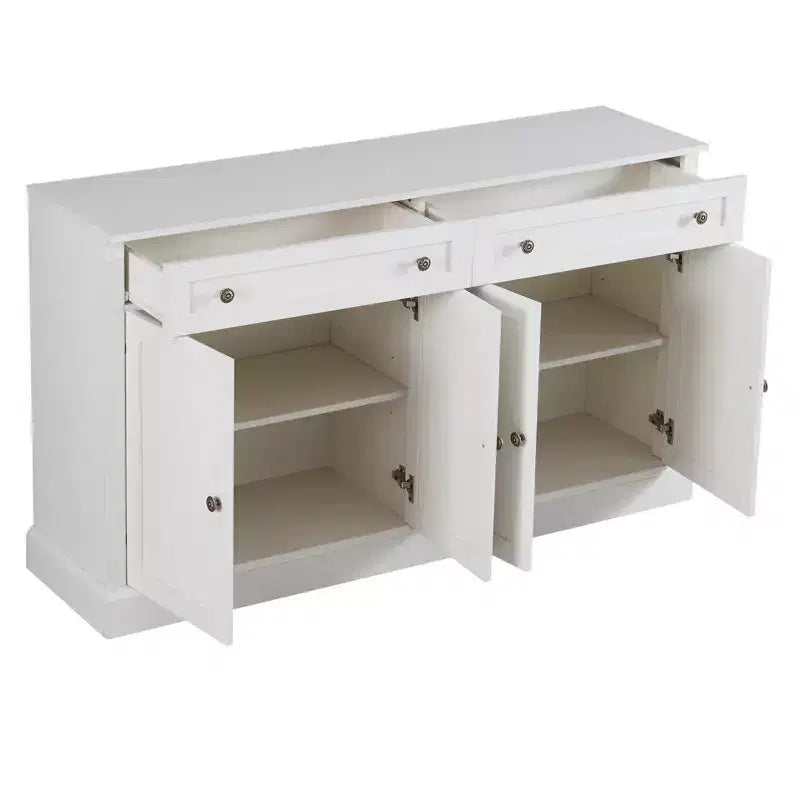 Aparador retro de 4 puertas con 2 cajones y estantes ajustables para comedor y sala de estar