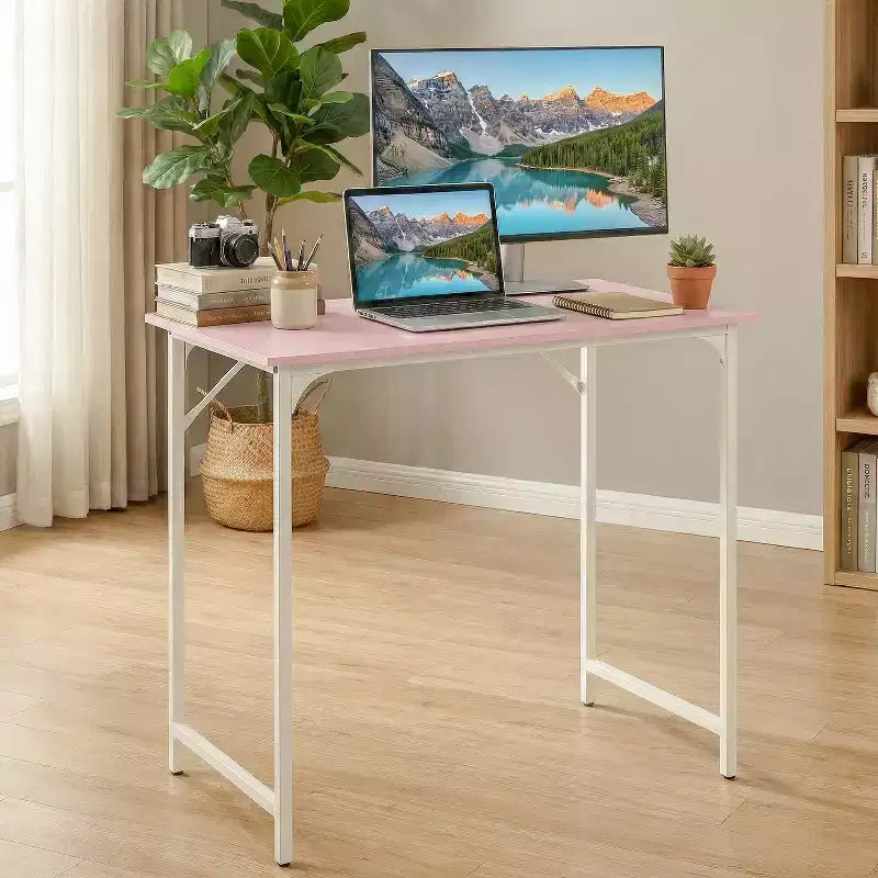 32/39/47 Zoll moderner Computertisch im Industriestil, Büroschreibtisch mit geräumiger Tischplatte und stabilem Stahlgestell