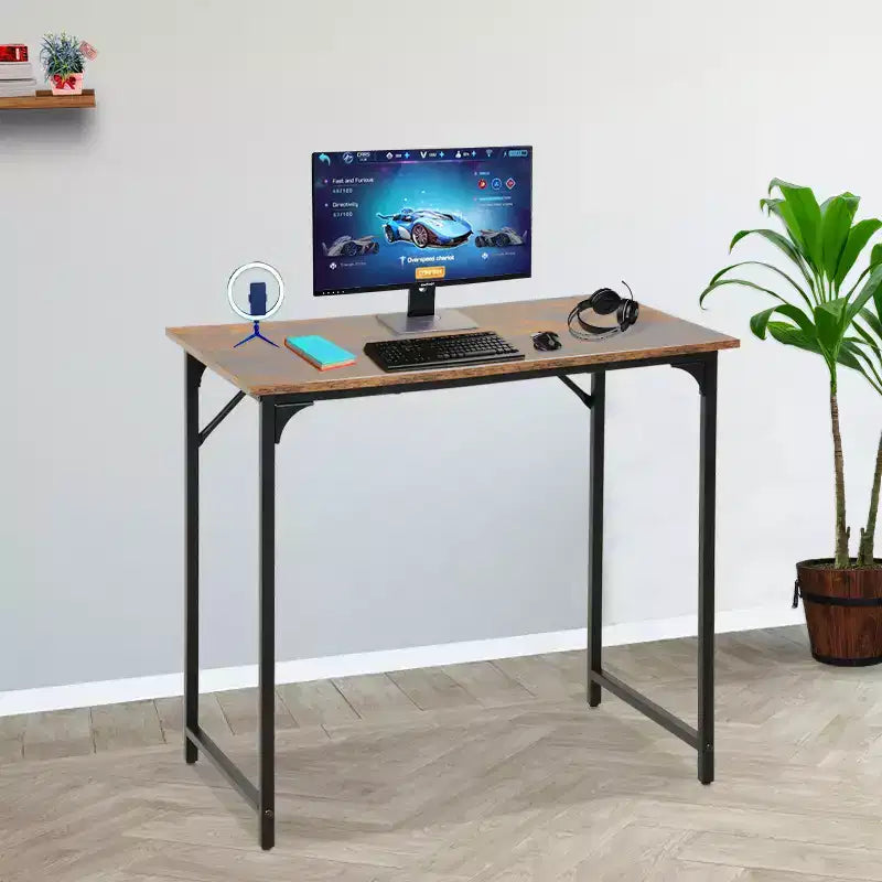 32/39/47 Zoll moderner Computertisch im Industriestil, Büroschreibtisch mit geräumiger Tischplatte und stabilem Stahlgestell