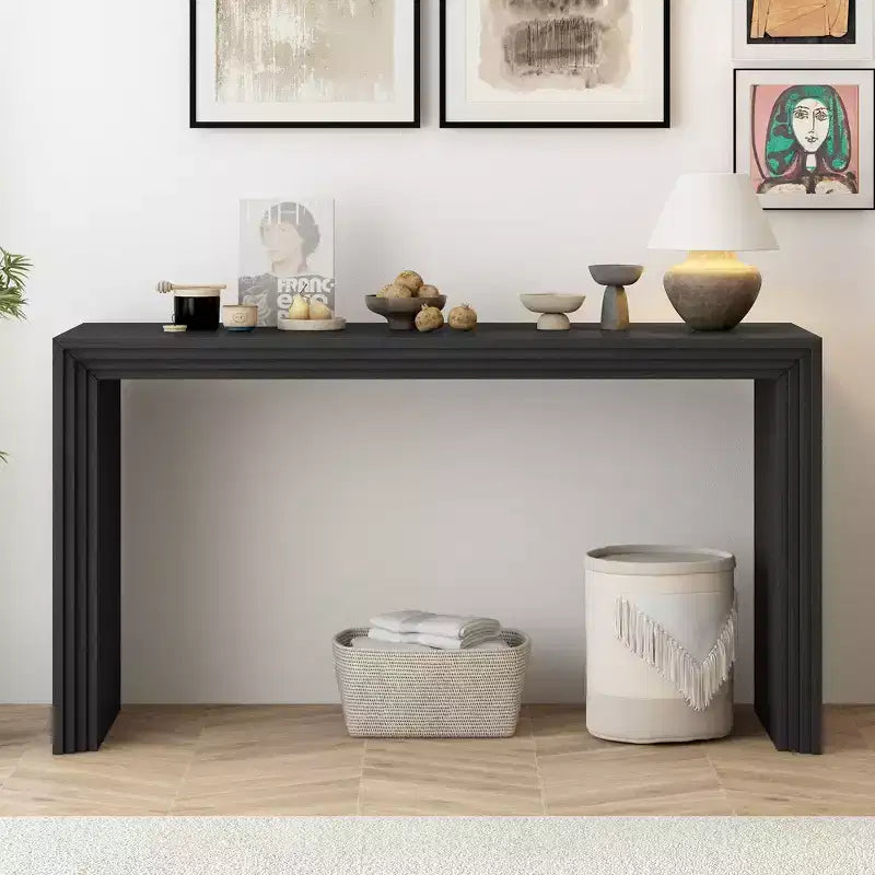 Mesa consola de diseño moderno, de madera maciza de paulownia con chapa, para sala de estar y recibidor