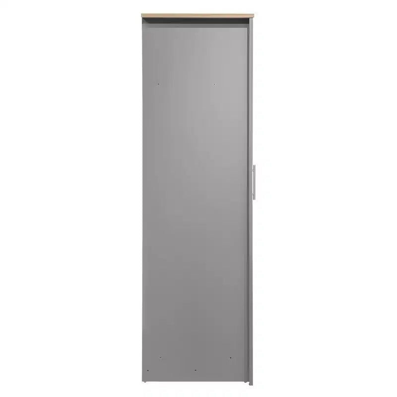 Armoire de rangement à 3 portes avec placards et deux tringles, grise