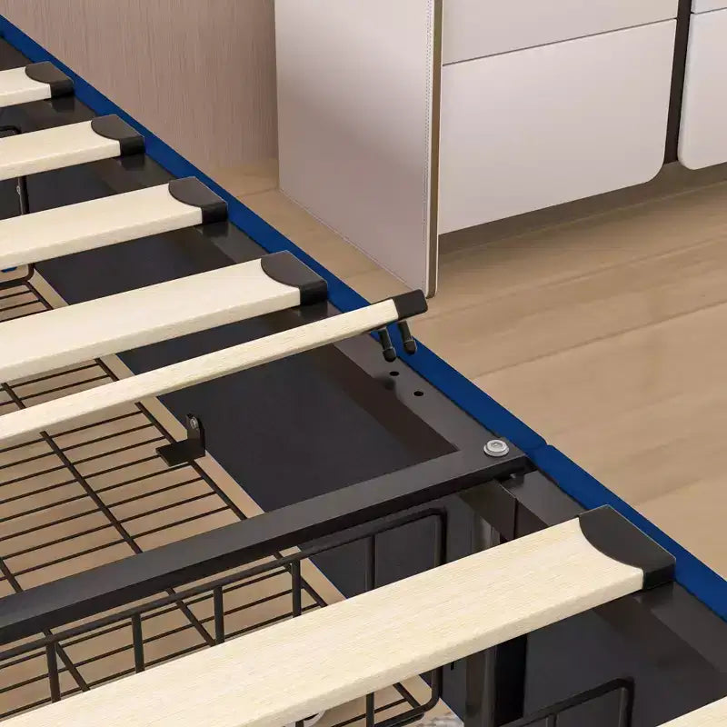 Estructura de cama tapizada tamaño Full/Queen, cama de plataforma con cabecero ajustable y cajones de almacenamiento