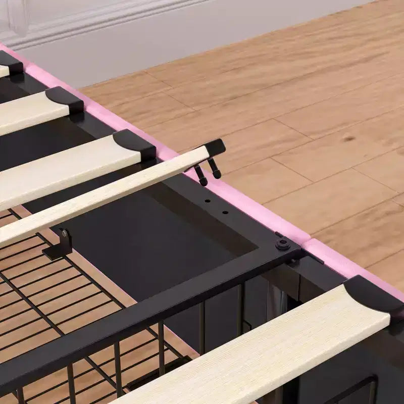 Estructura de cama tapizada tamaño Full/Queen, cama de plataforma con cabecero ajustable y cajones de almacenamiento