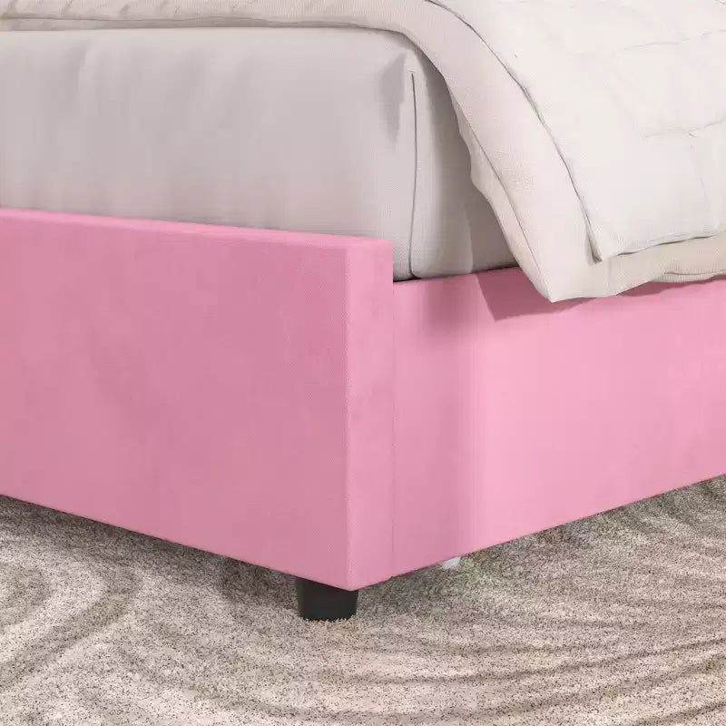 Estructura de cama tapizada tamaño Full/Queen, cama de plataforma con cabecero ajustable y cajones de almacenamiento