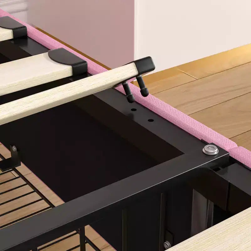 Estructura de cama tapizada tamaño Full/Queen, cama de plataforma con cabecero ajustable y cajones de almacenamiento