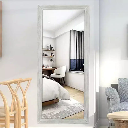 Miroir décoratif moderne pleine longueur à cadre rectangulaire en bois massif, 21 in. W x 64 in. H