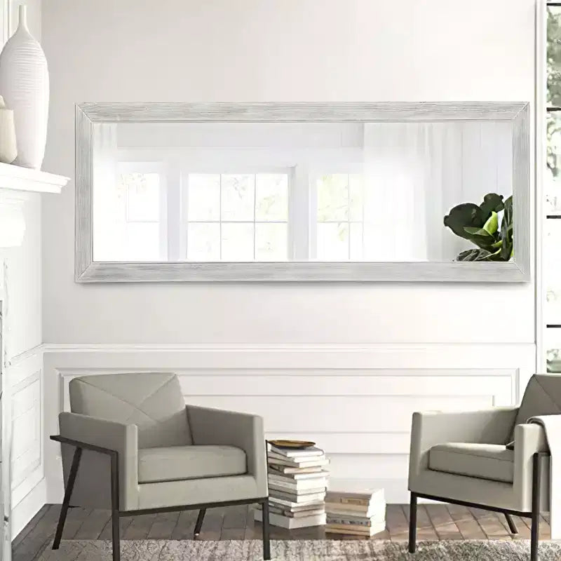 Miroir décoratif moderne pleine longueur à cadre rectangulaire en bois massif, 21 in. W x 64 in. H