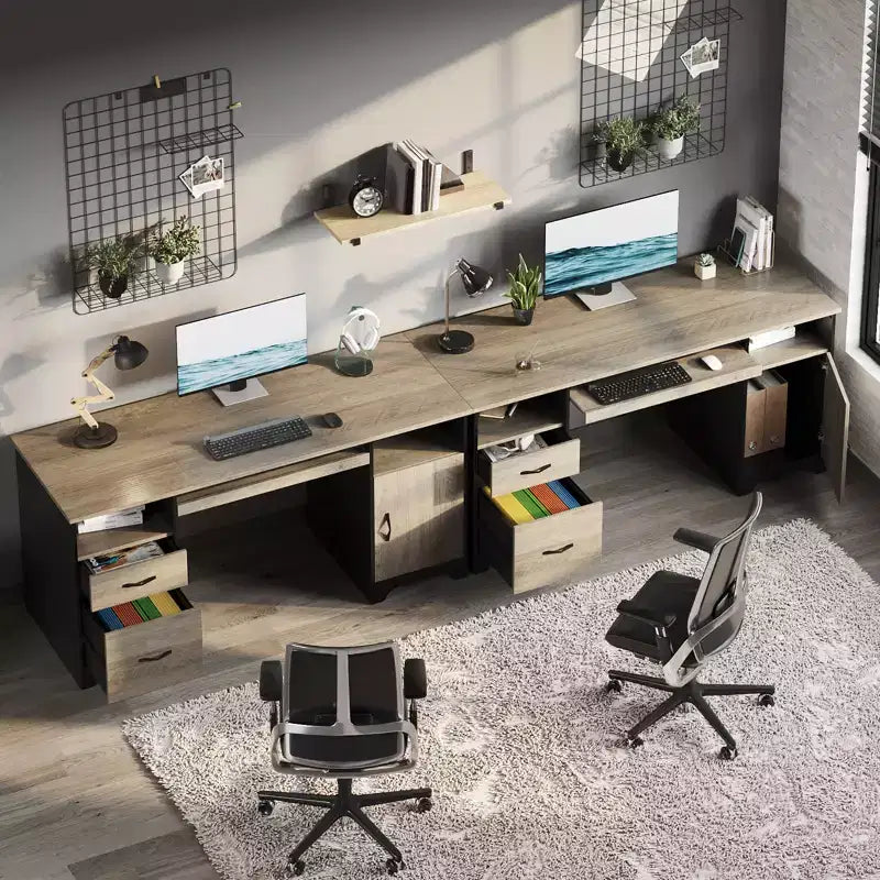 59-Zoll-Computerschreibtisch mit Schubladen, Chefschreibtisch mit Aufbewahrungsschrank und Tastaturablage fürs Homeoffice
