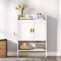Armoire de rangement pour salle de bains, à poser au sol ou à fixer au mur, avec 2 portes et 1 étagère ouverte, blanc