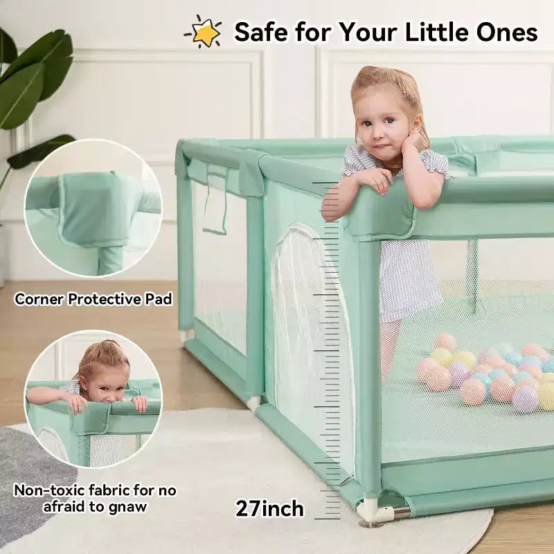 79x71 4-teiliges Laufgitter für Babys, geräumig und sicher, tragbares Kinderlaufgitter