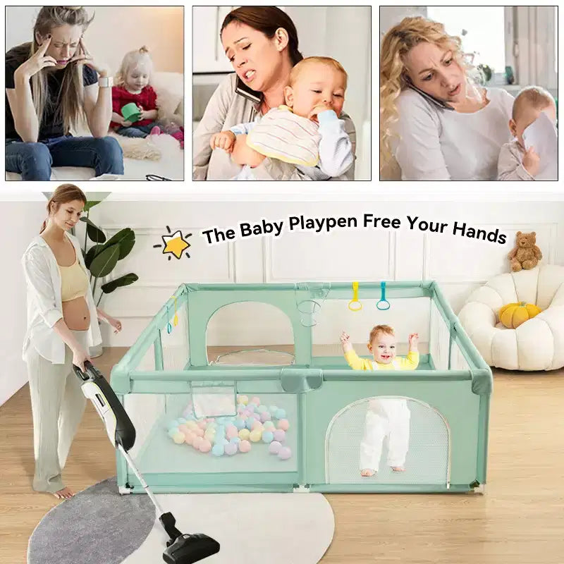79x71 4-teiliges Laufgitter für Babys, geräumig und sicher, tragbares Kinderlaufgitter