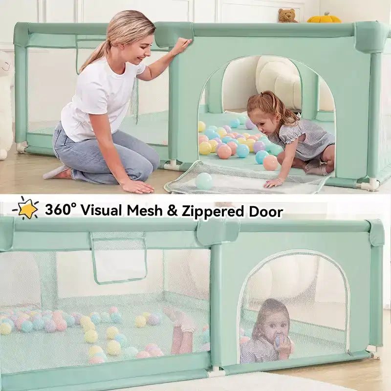 79x71 4-teiliges Laufgitter für Babys, geräumig und sicher, tragbares Kinderlaufgitter
