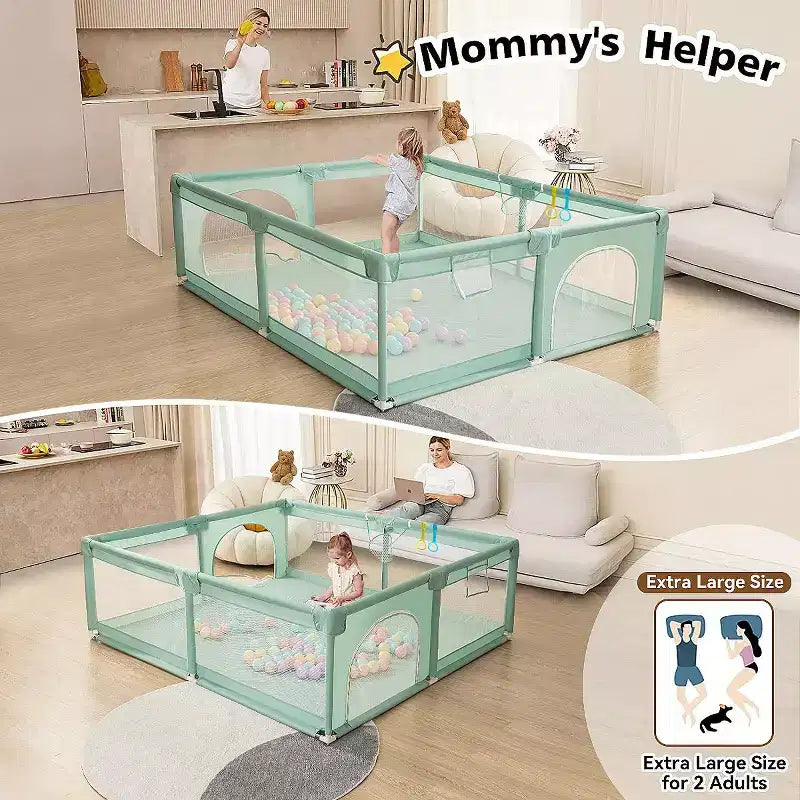 79x71 4-teiliges Laufgitter für Babys, geräumig und sicher, tragbares Kinderlaufgitter