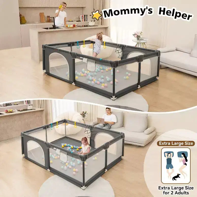 79x71 4-teiliges Laufgitter für Babys, geräumig und sicher, tragbares Kinderlaufgitter