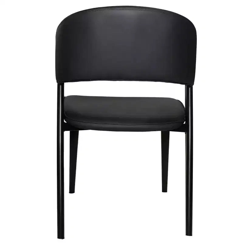 Gepolstertes Esszimmerstuhl-Set, 2 Stück, mit Ledersitzen und schwarzem Eisengestell samt Beinen, moderne Sitzgelegenheiten für Küche, Esszimmer und Café
