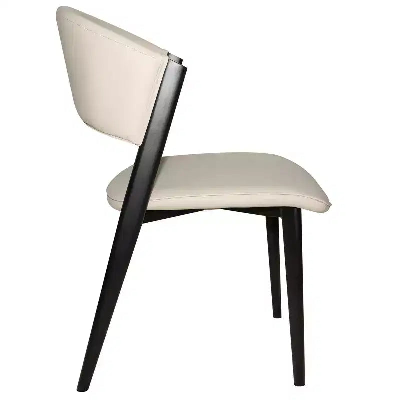 Gepolstertes Esszimmerstuhl-Set, 2 Stück, mit Ledersitzen und schwarzem Eisengestell samt Beinen, moderne Sitzgelegenheiten für Küche, Esszimmer und Café