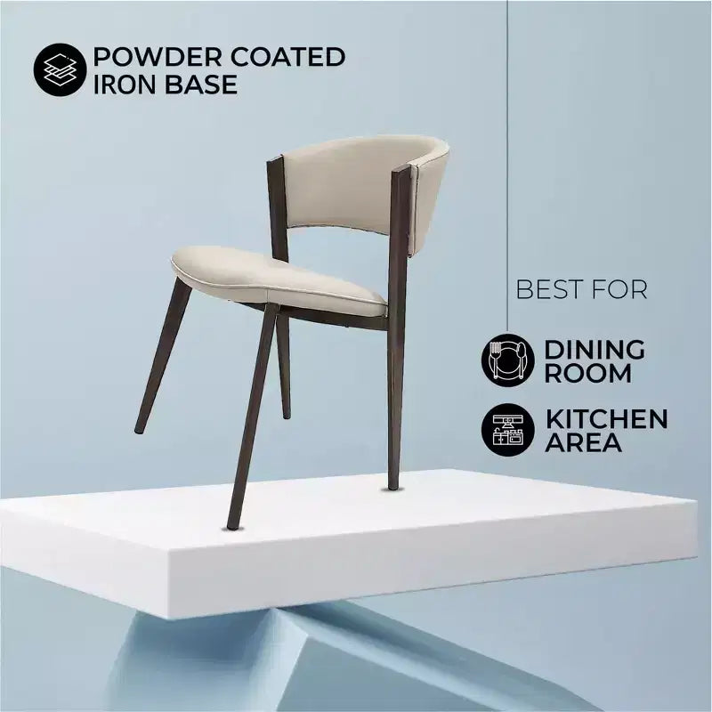 Gepolstertes Esszimmerstuhl-Set, 2 Stück, mit Ledersitzen und schwarzem Eisengestell samt Beinen, moderne Sitzgelegenheiten für Küche, Esszimmer und Café