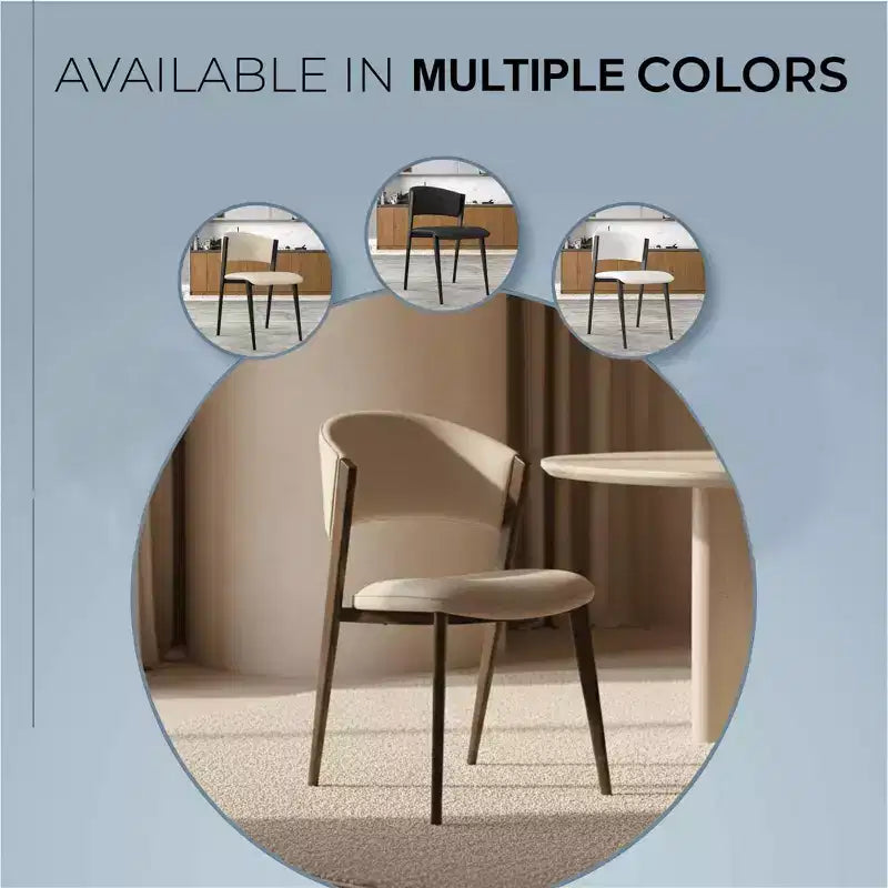 Gepolstertes Esszimmerstuhl-Set, 2 Stück, mit Ledersitzen und schwarzem Eisengestell samt Beinen, moderne Sitzgelegenheiten für Küche, Esszimmer und Café