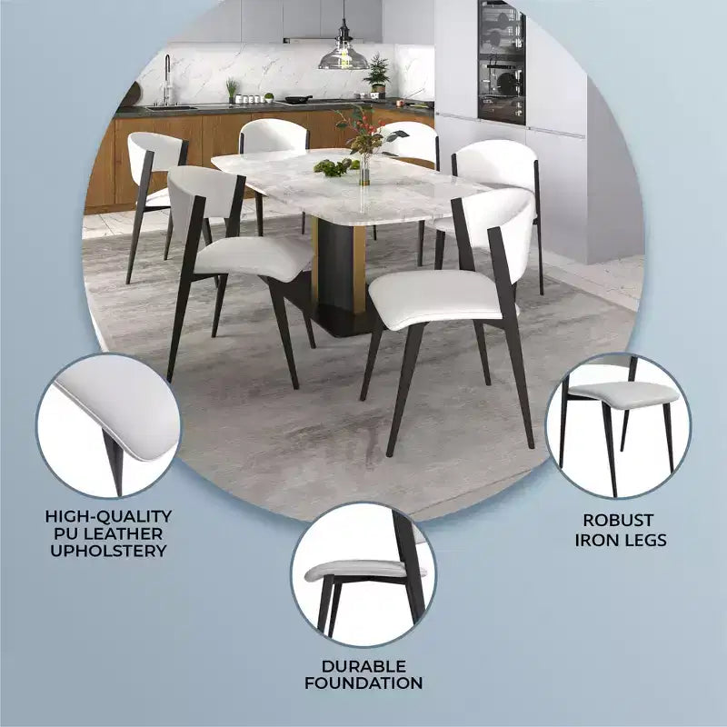 Gepolstertes Esszimmerstuhl-Set, 2 Stück, mit Ledersitzen und schwarzem Eisengestell samt Beinen, moderne Sitzgelegenheiten für Küche, Esszimmer und Café
