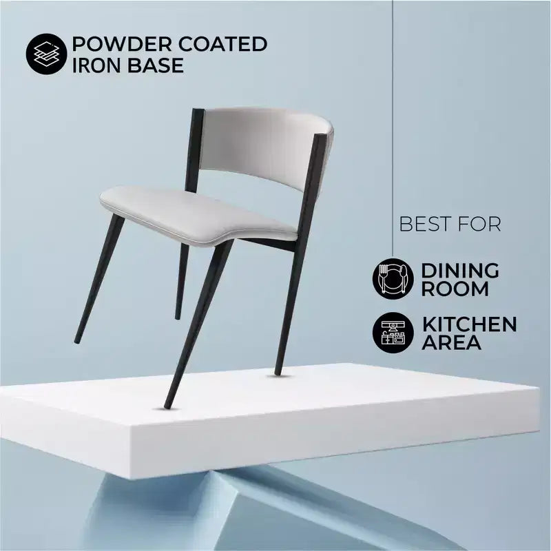 Gepolstertes Esszimmerstuhl-Set, 2 Stück, mit Ledersitzen und schwarzem Eisengestell samt Beinen, moderne Sitzgelegenheiten für Küche, Esszimmer und Café