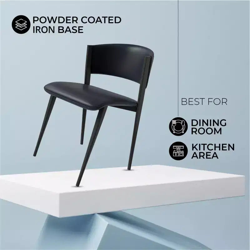 Gepolstertes Esszimmerstuhl-Set, 2 Stück, mit Ledersitzen und schwarzem Eisengestell samt Beinen, moderne Sitzgelegenheiten für Küche, Esszimmer und Café