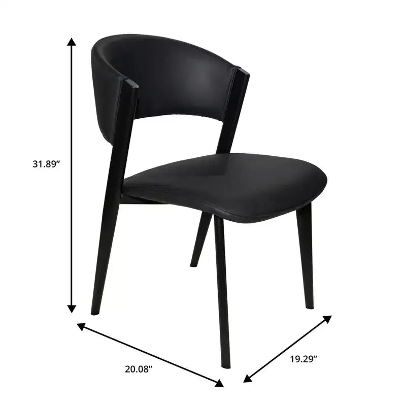 Gepolstertes Esszimmerstuhl-Set, 2 Stück, mit Ledersitzen und schwarzem Eisengestell samt Beinen, moderne Sitzgelegenheiten für Küche, Esszimmer und Café