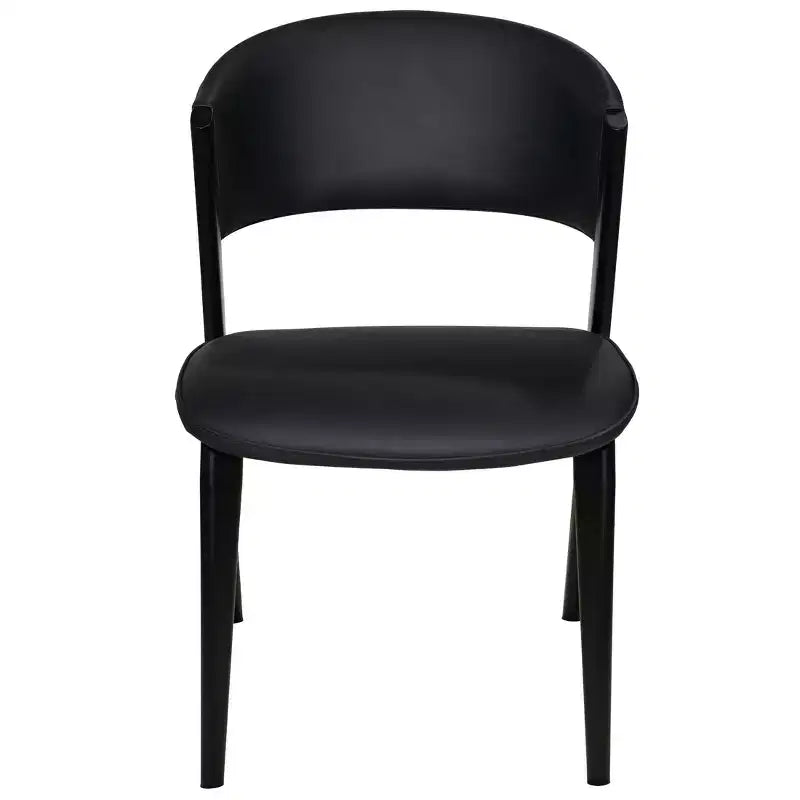 Gepolstertes Esszimmerstuhl-Set, 2 Stück, mit Ledersitzen und schwarzem Eisengestell samt Beinen, moderne Sitzgelegenheiten für Küche, Esszimmer und Café