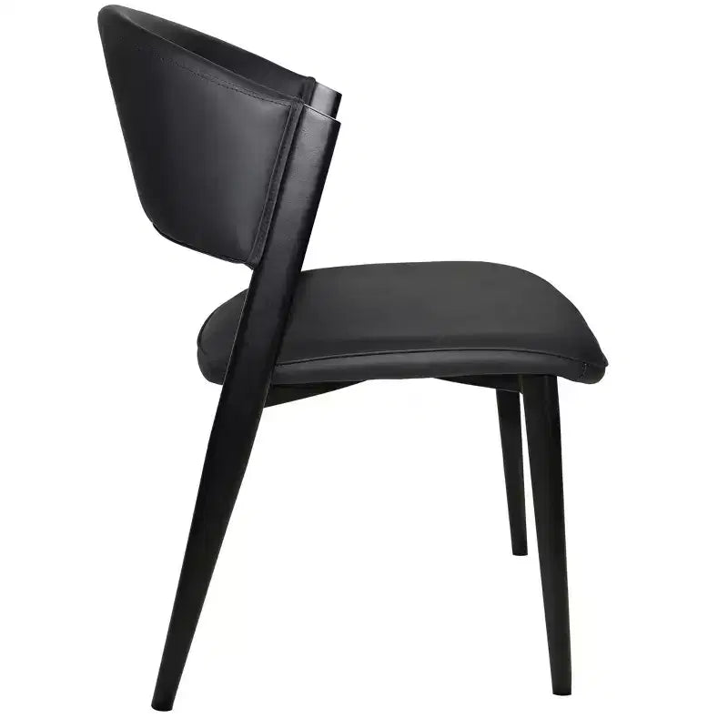Gepolstertes Esszimmerstuhl-Set, 2 Stück, mit Ledersitzen und schwarzem Eisengestell samt Beinen, moderne Sitzgelegenheiten für Küche, Esszimmer und Café