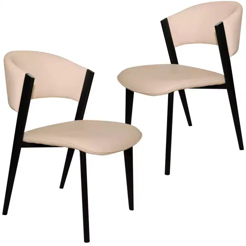 Juego de 2 sillas de comedor tapizadas de la serie, asientos de cuero con estructura y patas de hierro negro, asientos modernos para cocina, comedor o cafetería