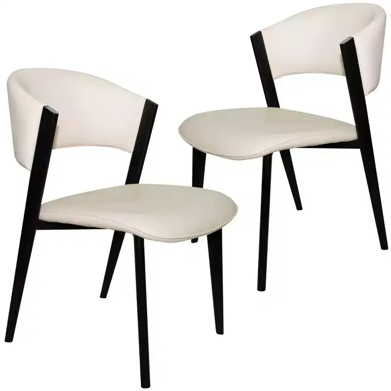 Gepolstertes Esszimmerstuhl-Set, 2 Stück, mit Ledersitzen und schwarzem Eisengestell samt Beinen, moderne Sitzgelegenheiten für Küche, Esszimmer und Café