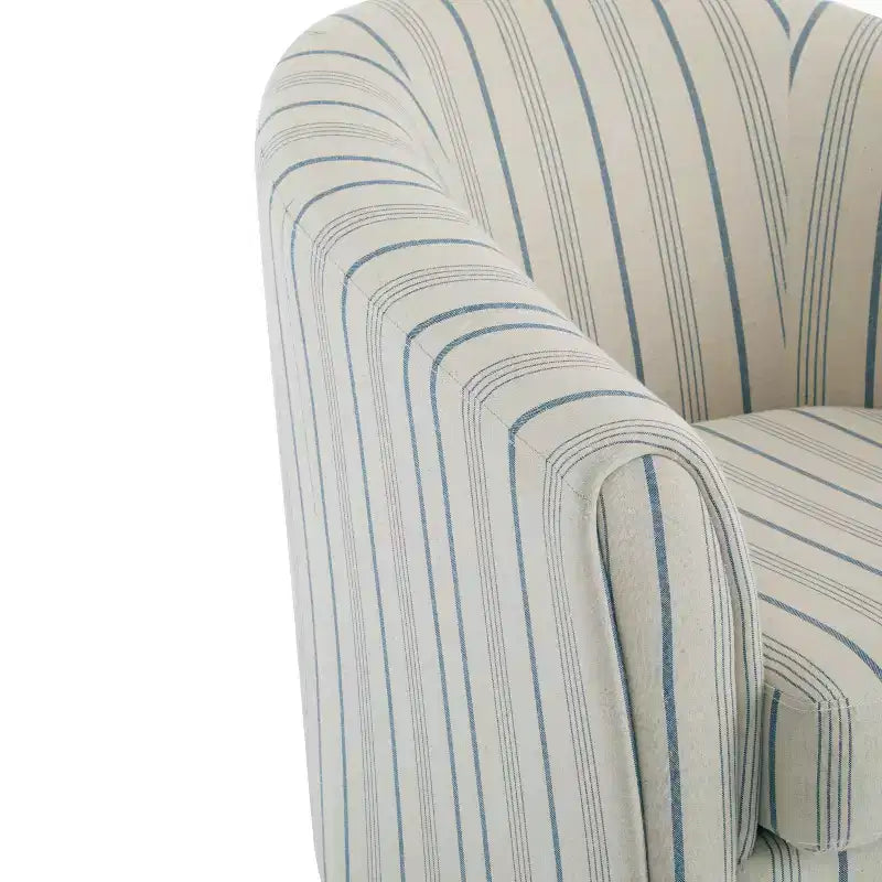 Fauteuil club rembourré de style transitionnel, forme tonneau