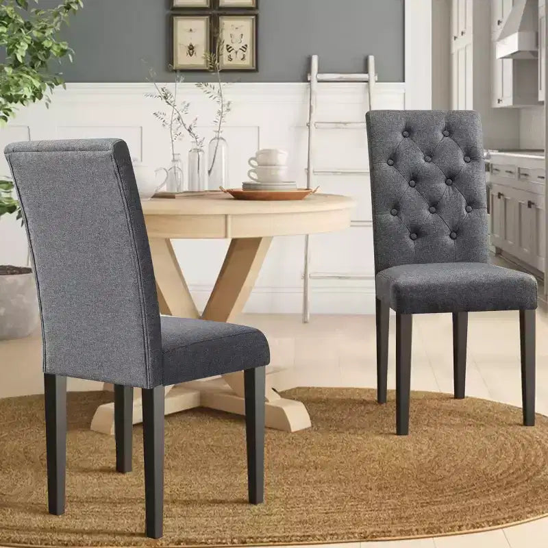 Lot de 2 chaises de salle à manger Parsons rembourrées en lin