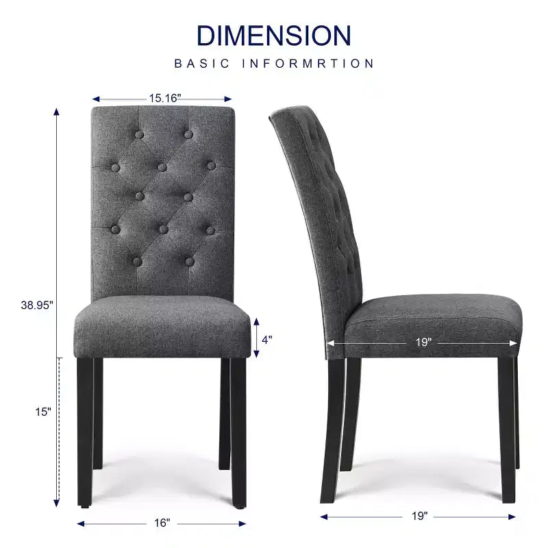 Lot de 2 chaises de salle à manger Parsons rembourrées en lin
