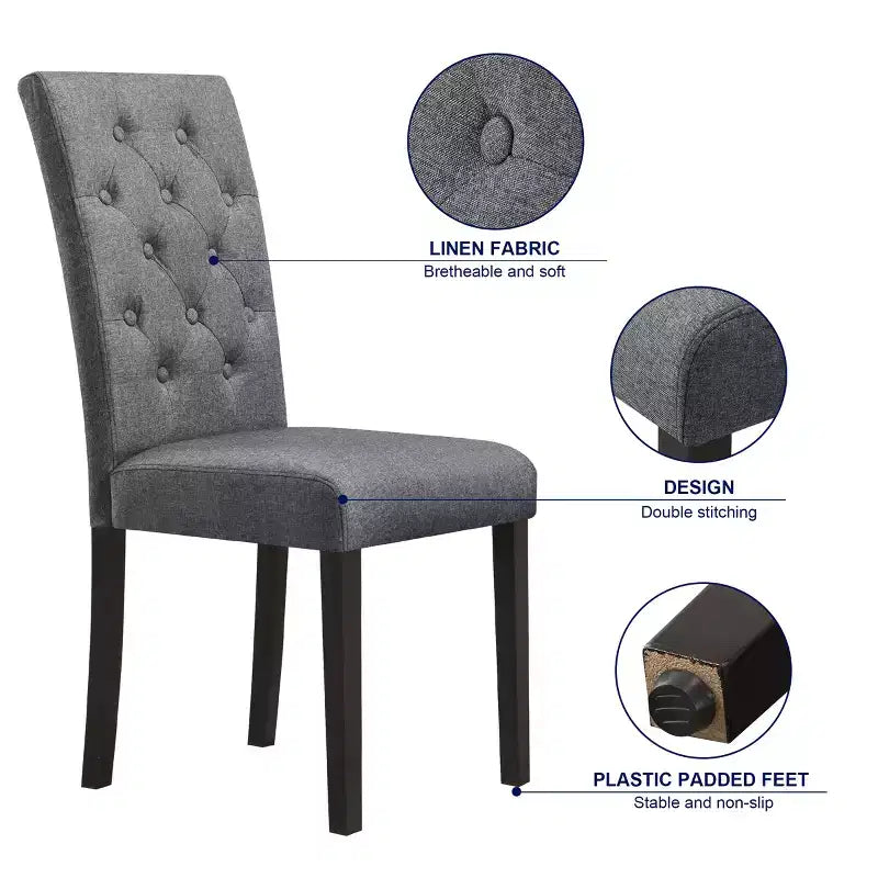 Lot de 2 chaises de salle à manger Parsons rembourrées en lin