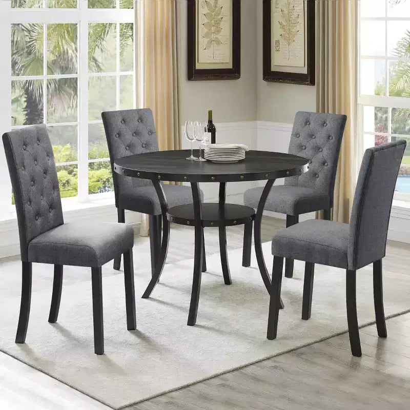 Lot de 2 chaises de salle à manger Parsons rembourrées en lin