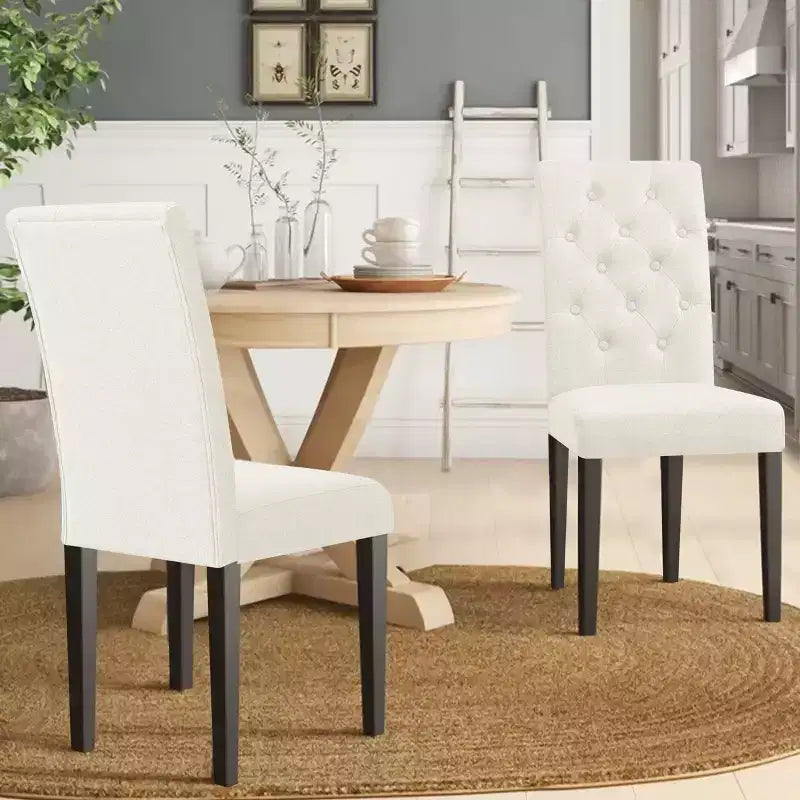 Lot de 2 chaises de salle à manger Parsons rembourrées en lin