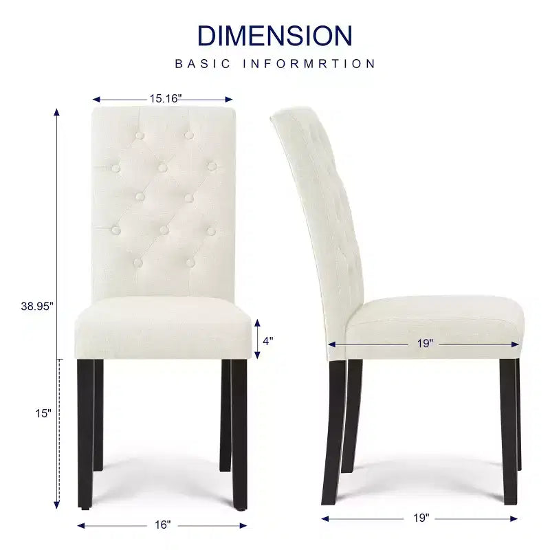 Lot de 2 chaises de salle à manger Parsons rembourrées en lin